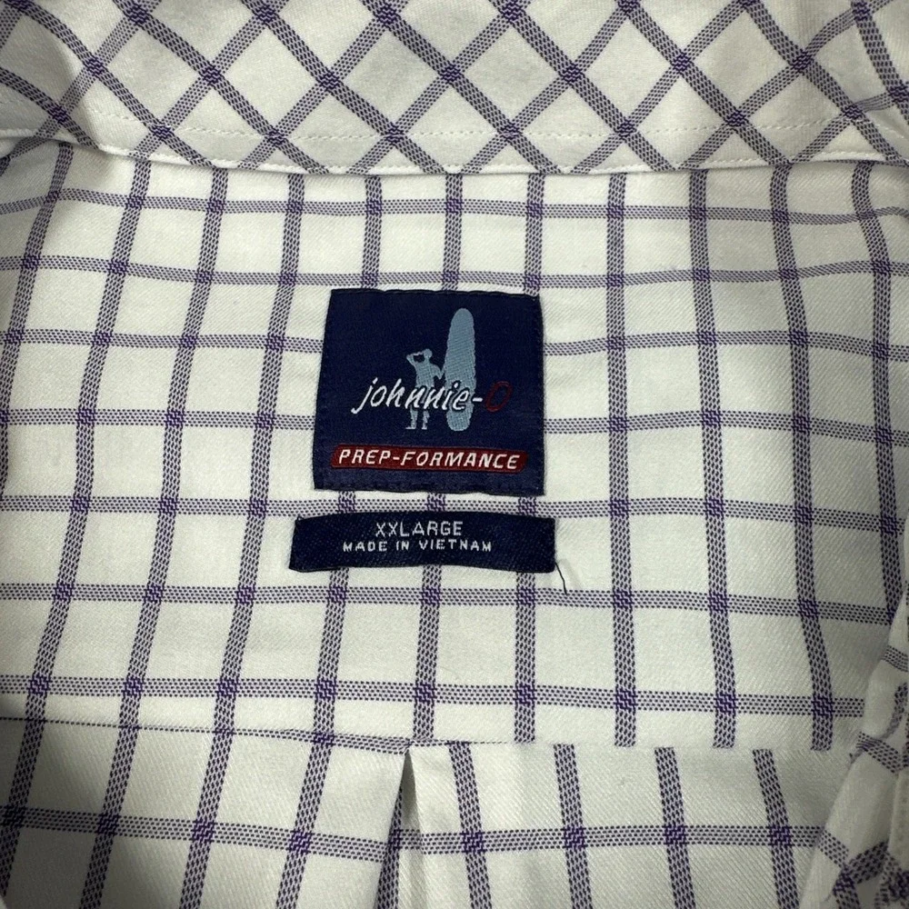 Johnnie O Men's PrepFormance Purple Plaid Button Down Stretch Shirt XXL
